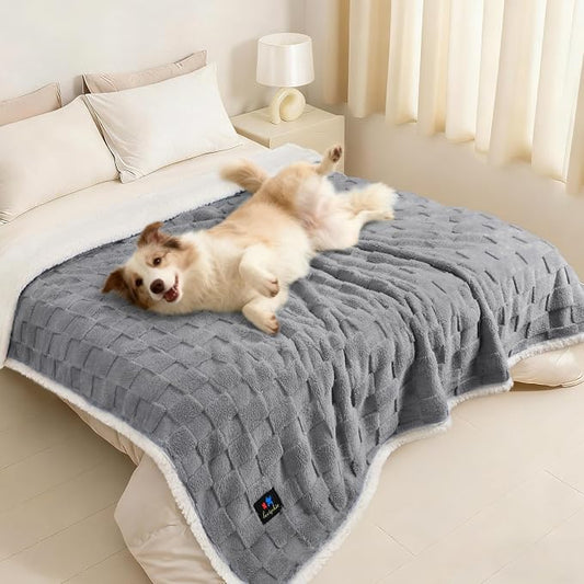 Luciphia Waterproof Dog Blanket, Reversible Fleece & Sherpa, Couch Cover | Soft plush fluffy, washable, puppy, cat, dog bed, crate, car seat, sofa, throw, furniture protector,Gray,X-Large（85" x 57"） by luciphia