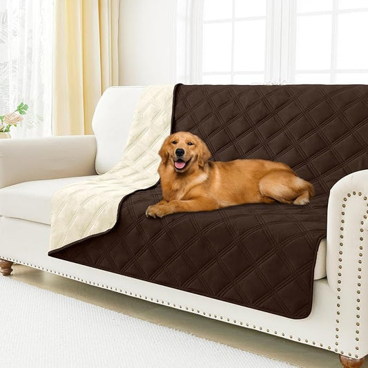 Smiry Waterproof Dog Bed Cover, Reversible Pet Blanket for Sofa Couch | Soft Washable Dog Blanket, Leakproof Couch Cover for Dogs Cats & Furniture Protection, 52x82, Chocolate/Beige by Smiry