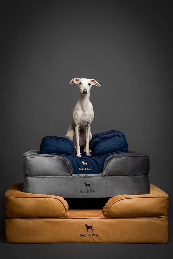 NOAH & PAW Large Dog Bed, 35x25x11 Inch, Orthopedic Dog Beds, Eggshell Memory Foam Infused with Cooling Gel, Inner Cover, Water Resistant, Machine Washable (Denim Sofa Collection) - Image 7
