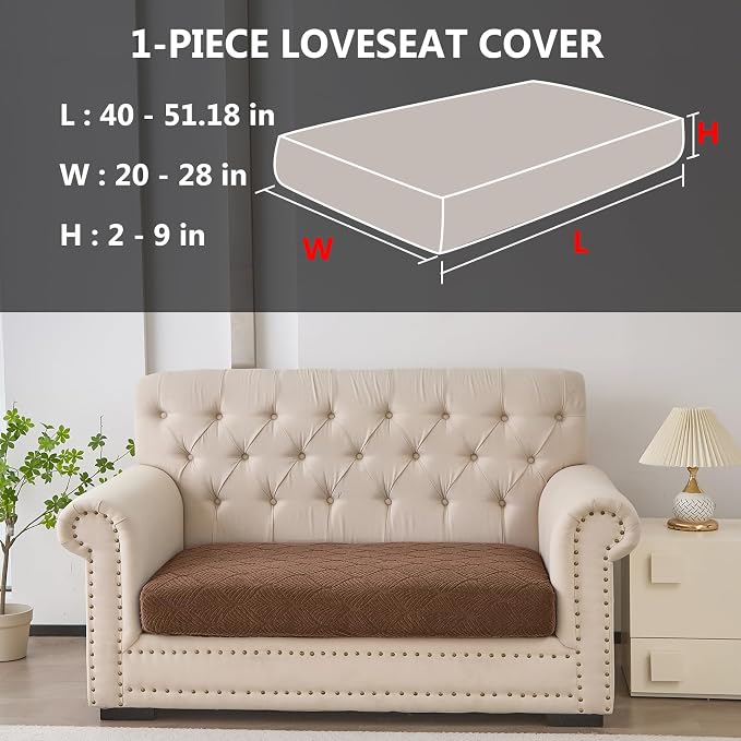 Genina Waterproof Couch Cushion Covers for Pets Washable Sofa Seat Covers | Non Slip,Stretch Jacquard Fabric,Pet Hair & Scratch Protection,Easy Installation,Furniture Protector,Loveseat Cover - Image 2
