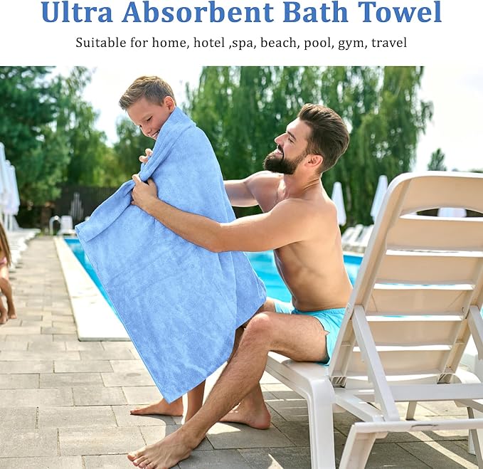 10 Pack Bath Towels Set, Soft Microfiber Towel 27.5 x 55 Inches | Lightweight, Quick Dry, Highly Absorbent Towels for Bathroom, Shower & Beach(Multicolor) - Image 6
