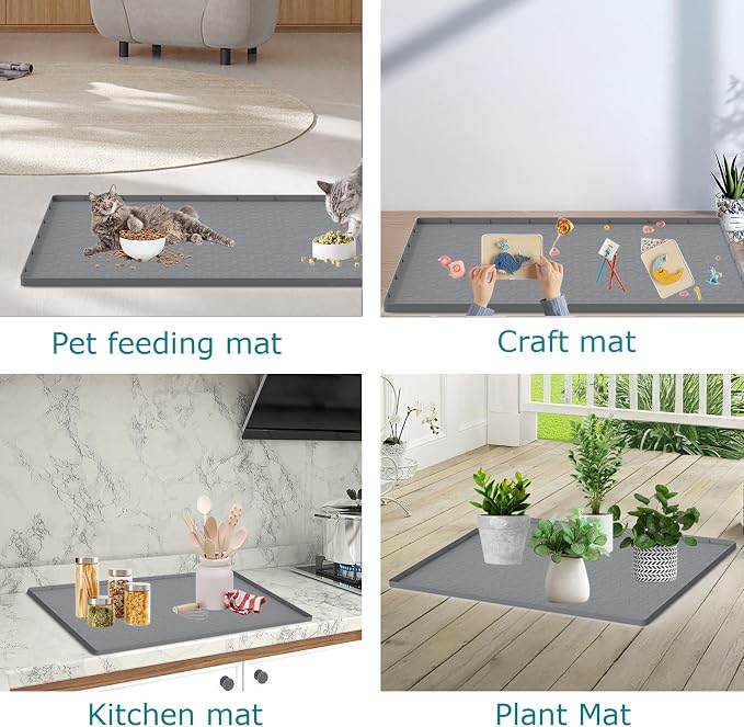 Cat Litter Mat for Litter Box, Silicone Large Cat Litter Trapping Mat - 28x22 in, Waterproof & Non-Slip, Durable & Easy Clean, Gray - Image 6
