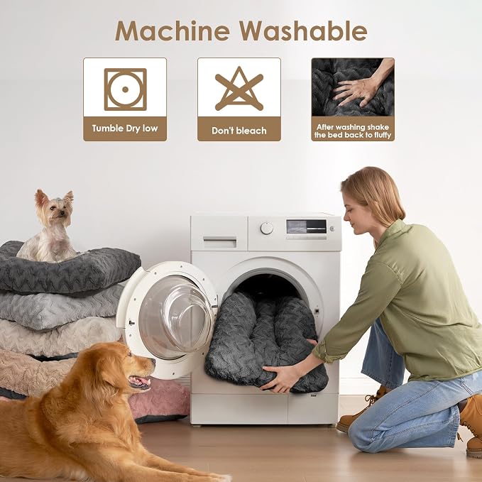 EHEYCIGA Washable Dog Bed for Crate 36x27 Inch, Anti-Slip L Plus Kennel Pad for Dogs Up to 55 lbs, Plush and Comfy Pet Sleeping Mat, Charcoal - Image 3