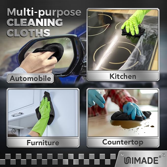 UNIMADE Microfiber Cleaning Cloth, 24 Pack Reusable Microfiber Towels | for Cars Lint Free Cleaning Shop Towel Rags for Home Kitchen Automotive Bar Mechanic Restaurant Garage, 11"x 12", Grey - Image 7