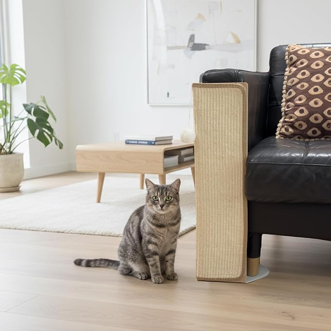 PETKARAY Under-Furniture Cat Scratcher, 23.6'' Sisal Scratching Post for Couch Corner, Furniture Protector Scratch Pad for Sofa with Toy Ball - Image 7