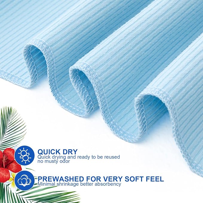 Peryiter 6 Pcs Oversized Microfiber Beach Towels Large Quick Dry Pool Towels Absorbent Camping Travel Blanket Set for Women Men Bath Beach(Micro Stripe,31 x 63 Inch,Light Blue) - Image 3