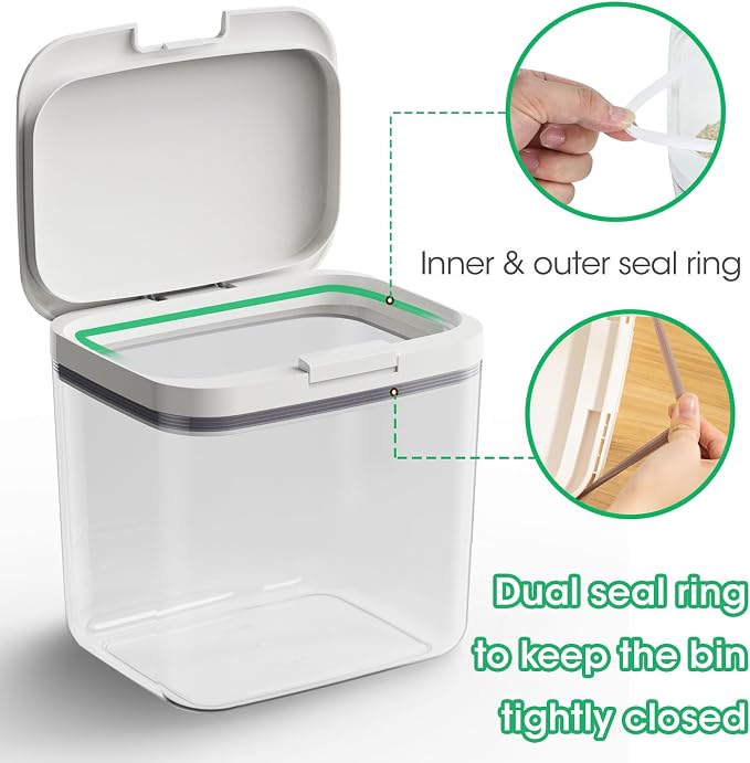 TBMax 2 Pack Large Dog Treat Container Bins 2 Qt + 3 Qt with One-Press Flip-up Lid, Airtight Pet Dog Cat Treat Jar for Countertop, Pet Biscuit Canister Cookie Holder - Image 5