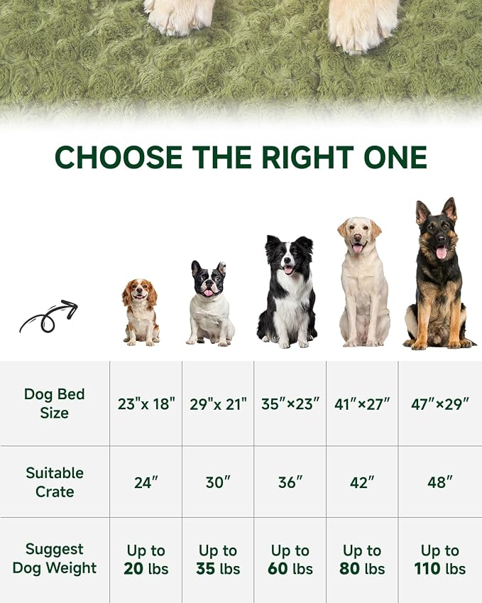 KSIIA Washable Dog Bed Comfy Dog Crate Pad Deluxe Plush Pet Bed Non-Slip Kennel Pad for Jumbo Dogs, 47" x 29", Green - Image 6