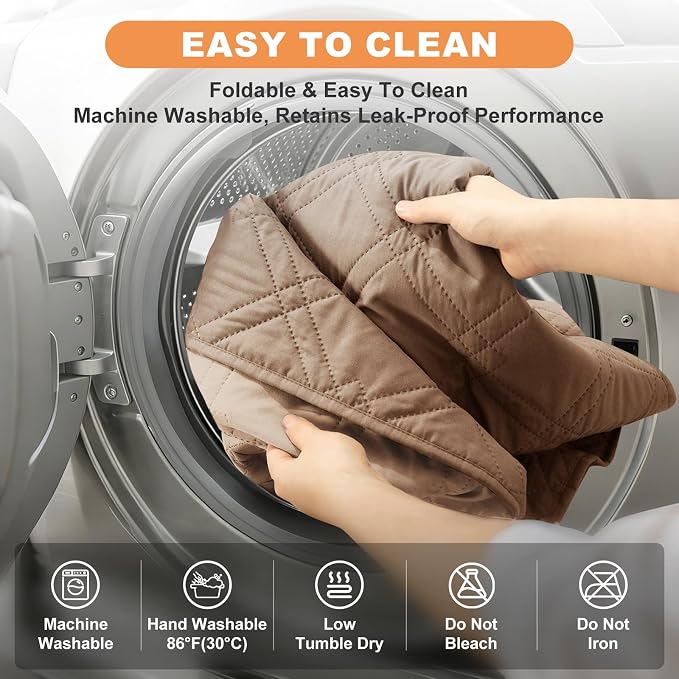 100% Waterproof Dog Bed Cover Pet Blanket(42"x50"),7-Layer Reversible Washable Sofa Couch for Furniture Car (Taupe+Apricote) - Image 7