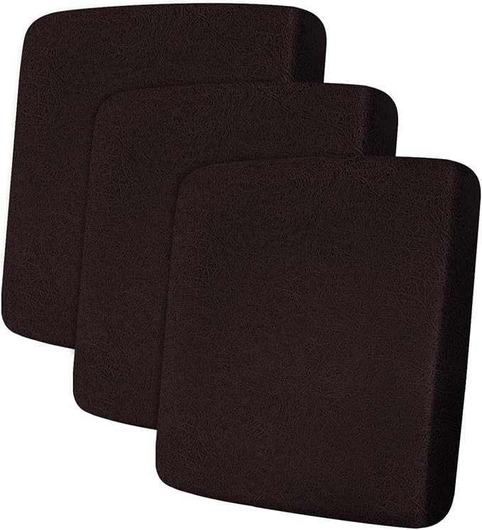 ANARACHON Leather Look Couch Cushion Covers Sofa Seat Slipcovers Sets Couches Furniture Protector for Sectional Armchair Loveseat Pets Kids Stretch Spandex Fabric (3 Cushion Sofa, Chocolate) by ANARACHON