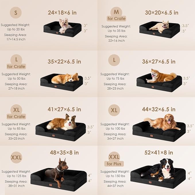 EHEYCIGA Orthopedic XXL Dog Bed, Waterproof Washable XL Big Pet Bed 48" | Non-Slip Bottom and Egg-Crate Memory Foam Extra Large Pet Couch Bed with Washable Removable Cover, Black - Image 2