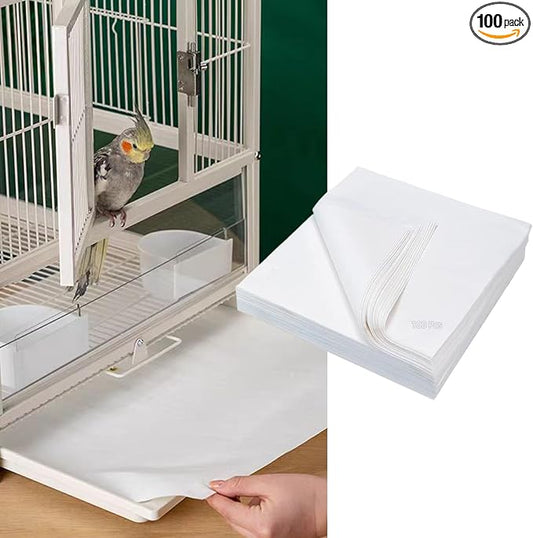 MANON ROSA Bird Cage Liner Papers,100pcs Disposable Non-Woven Parrort Cage Liner, Precut Absorbent Leakproof Bird Carrier Cleaning Birdcage Accessories (Square (15.7''L×15.7''W)) by MANONROSAPET