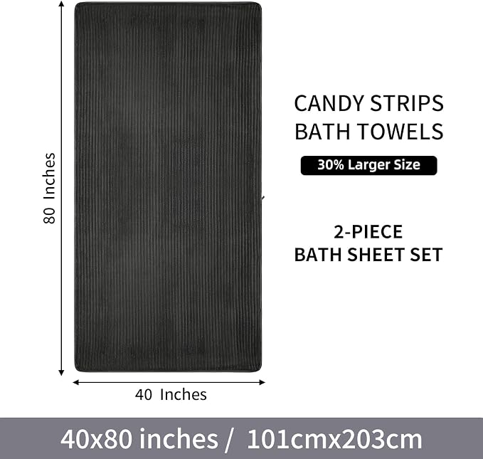 2 Piece Bath Sheets, 40"x80" Bath Towels, Charcoal Gray | Extra-large size, Quick dry, Highly Absorbent, Lint Free，shower towels for bathroom gym spa，Big and Tall users - Image 7