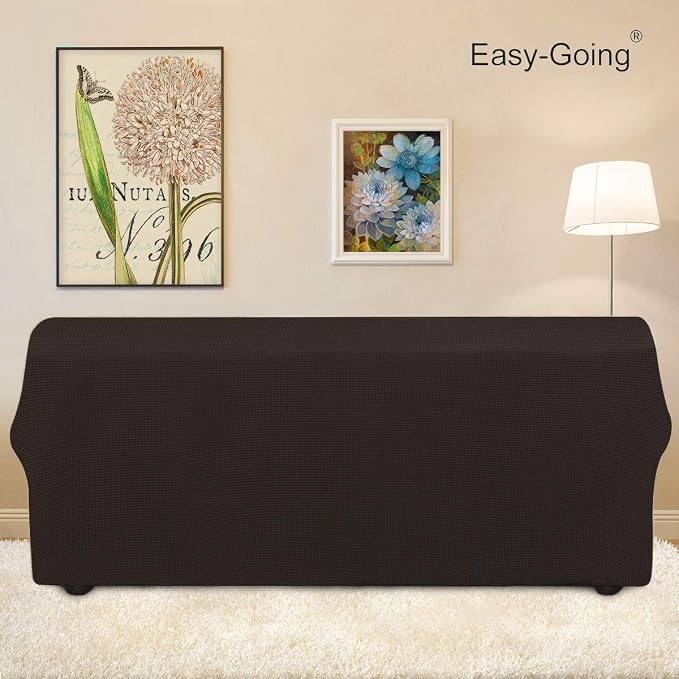 Easy-Going Stretch Couch Covers for Sofa Washable Large Chocolate | 1-Piece Sofa Covers for 3 Cushion Couch Furniture Protector Couch Slipcover Soft with Bottom for Kids Pets - Image 4
