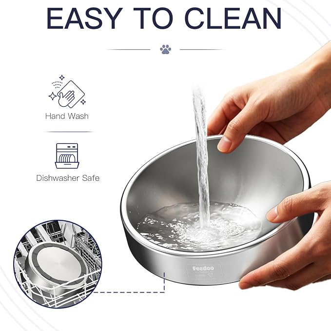Double Wall Stainless Steel Cat Bowl, Whisker Friendly Wide & Shallow 8 oz Cat Food Bowl, Heavy Duty Non-Slip Base, Dishwasher Safe Metal Bowl for Cats & Small Puppies [1Pack] - Image 8