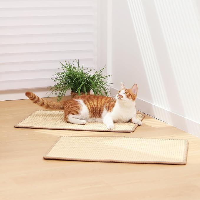FUKUMARU 2 Packs Cat Scratching Mat, 19.6 x 11.8 Inch Cat Scratcher Pad | Natural Sisal Cat Scratch Mat for Indoor Cats, Horizontal Cat Wall Scratcher Floor Rug with Sticky Tapes, Furniture Protector - Image 9