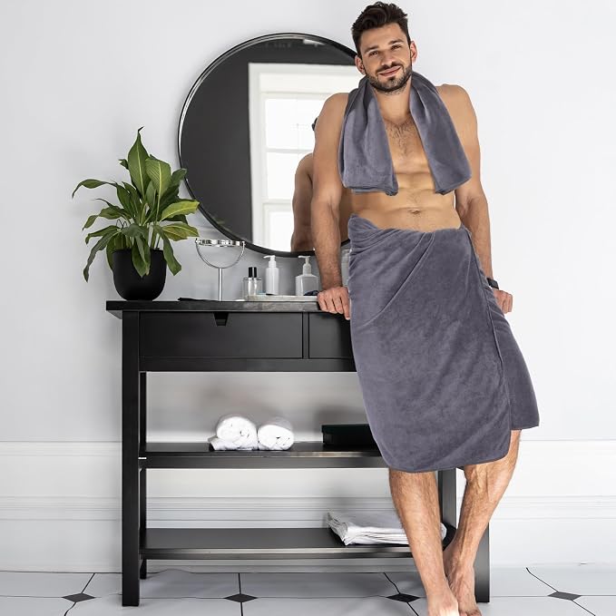 Mixweer 6 Pcs Oversized Bath Towels, 40 x 80 Inch Giant Microfiber Jumbo Bath Sheets Soft Bathroom Microfiber Quick Dry Absorbent Shower Towels for Spa Camping Beach(Dark Gray) - Image 8