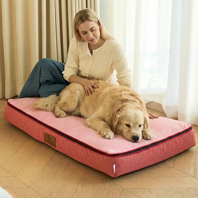 LIORCE Orthopedic Memory Foam XXL Dog Bed - 6" Thick Beds for Extra Large Sized Dog - Waterproof Removable Washable Cover & Wrap-Around Zipper - Ultimate Comfort & Easy Maintenance, Pink - Image 6