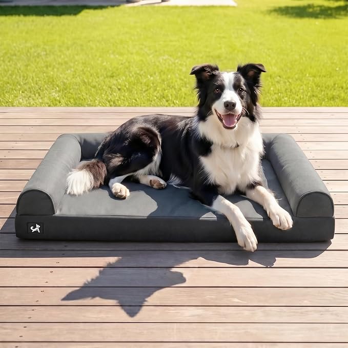 Sytopia 36in Dog Beds for Large Sized Dogs,L Orthopedic Pet Bed with Removable Washable Cover, Waterproof Egg Crate Foam, Non-Slip Bottom, Supports up to 100+ lbs for Old Pet, Dark Gray by Sytopia