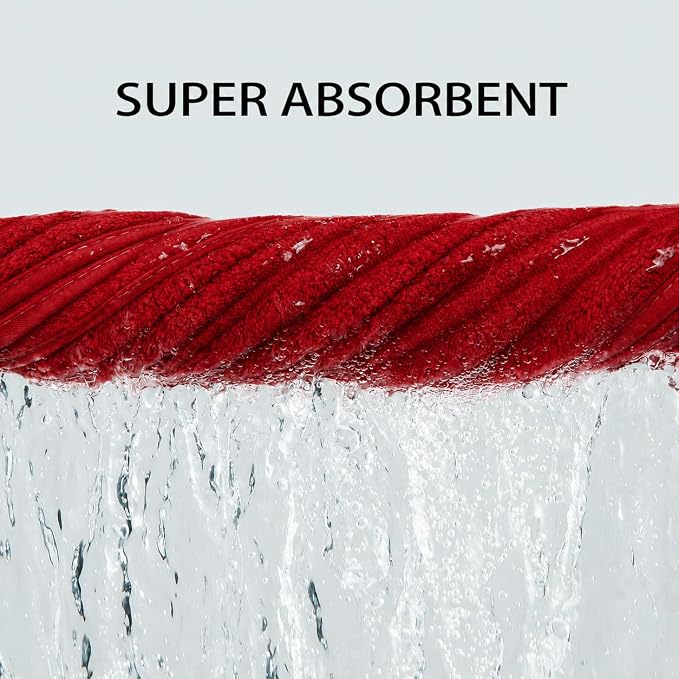 6 Piece Bath Towel Set, 40"x80" Oversized Bath Sheets, Red | Microfiber, Quick Dry, Highly Absorbent, Towels for Bathroom, 2 Extra Large Bath Towels, 2 Soft Hand Towels, 2 Washcloths - Image 6