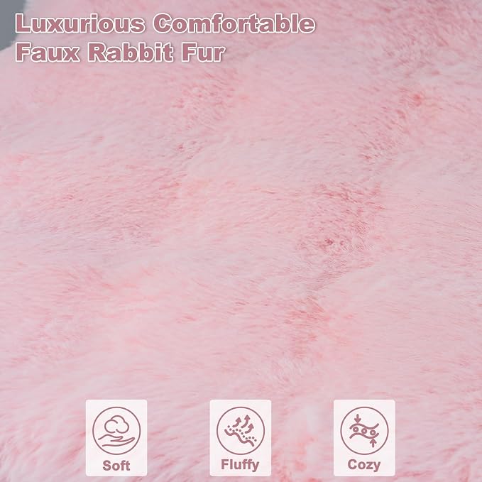 Orthopedic Dog Beds for Small Dogs, Fluffy Faux Rabbit Fur Pet Bed with Removable Washable Cover, Dog Bed Mat with Egg Crate Foam & Waterproof Lining, Anti Slip Bottom, Pink,23"x18"x3" - Image 2