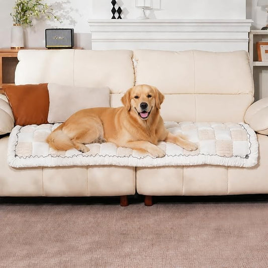 Pet Couch Cover for Dogs & Cats, Soft Flannel Non-Slip Couch Sofa Cover Protector, Dog Bed Sleeping Mat, Washable Reversible Anti-Slip Dog Bed for Small Medium Large Pets(27.6X59.05, Beige) by AMZWISE