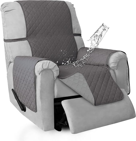 ISSUNTEX Double Protection 100% Waterproof Recliner Covers for Living Room, Reversible Furniture Protector Recliner Couch Sofa Slipcover for Dogs, Pets, Kids (Recliner, Gray/Light Gray) by ISSUNTEX