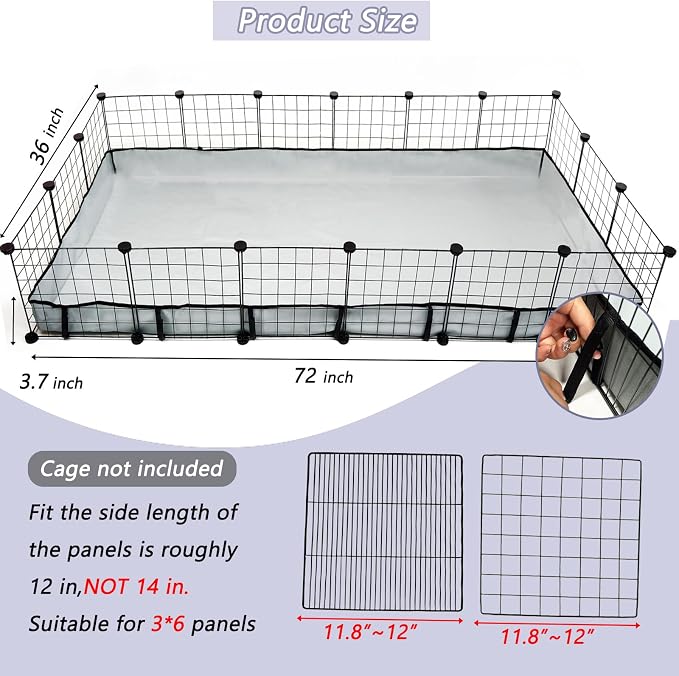 Guinea Pig Cage Liner Tarp Bottom Waterproof and Washable Base Also for Rabbits, Bunny, Chinchesillas, Hedgehog, Ferrets and Other Small Animals(36x72 inches) - Image 3
