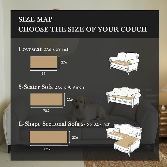 Couch Covers for 3 Cushion Couch Sofa Pet Friendly,Non-Slip Sofa Cover Washable - Image 2