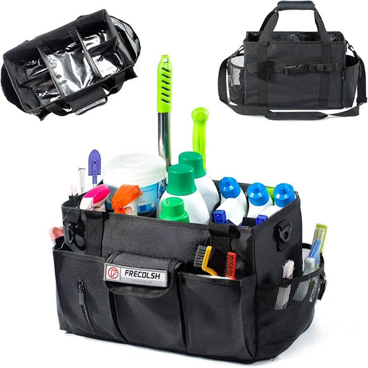 Cleaning Caddy for Cleaning Suppliers Organizer with Pockets for House Cleaning Essentials, Cleaning Organizer, Wearable Cleaing Bag Tote, Storage Caddy for Housekeeping by FRECOLSH