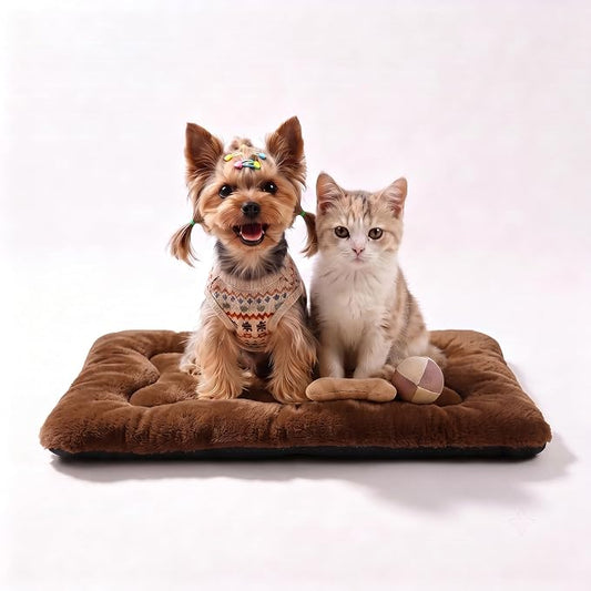 Dog Bed 22" for Metal Crate Pad, Washable Kennel Mat for Small Puppy & Cats | Soft faux rabbit fur, non-slip,machine wash/dry, plush cushioning, for crates, floors & travel, multiple sizes for all breeds by Poimerk