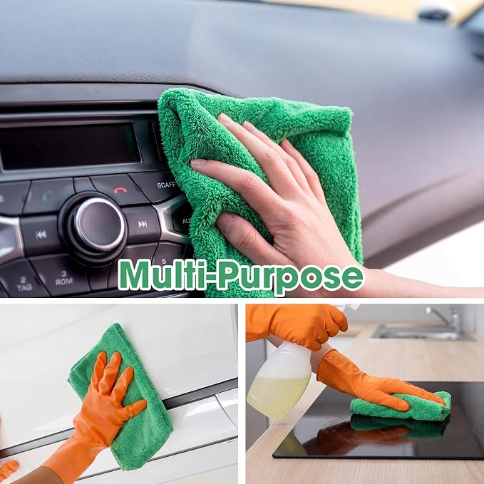 Shimeyao 30 Pcs 16 x 16 Inch Edgeless Microfiber Plush Towels for Cars Detailing Drying Wash Polishing Absorbent Cleaning Cloths, 500 GSM (Grass Green) - Image 6