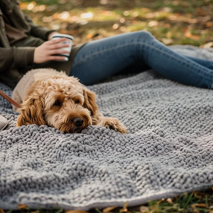 Muddy Mat® Dog Blanket - Chenille Water Absorption Blanket for Bed & Couch Cover for Dogs Washable, Anti-Slip Soft and Durable Furniture Protector for Dogs - Grey 40"x50" - Image 7