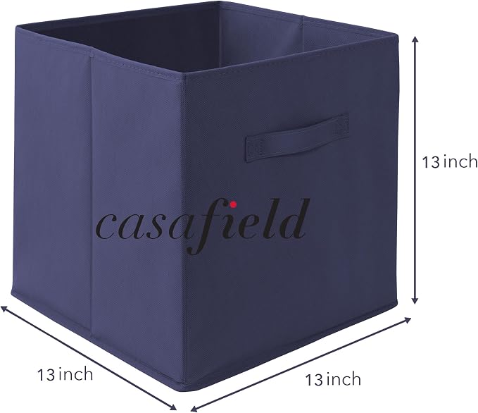 Casafield Set of 12 Collapsible Fabric Cube Storage Bins, Navy Blue - 13" Foldable Cloth Baskets for Shelves, Cubby Organizers & More - Image 7
