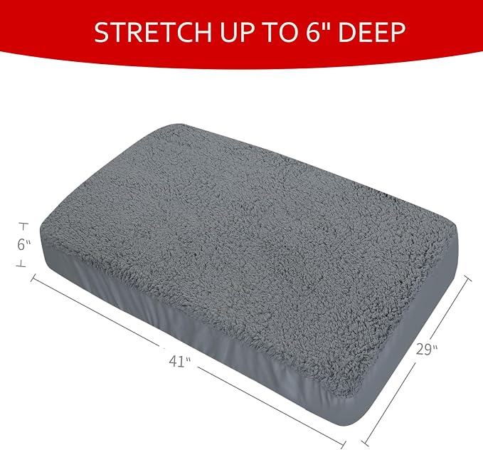 Dog Bed Covers 2 Pack Soft Plush Replacement Washable, Waterproof Pet Mattress Bed Liner Grey 41x29 Inches, for Dog/Cat, Cover Only - Image 6