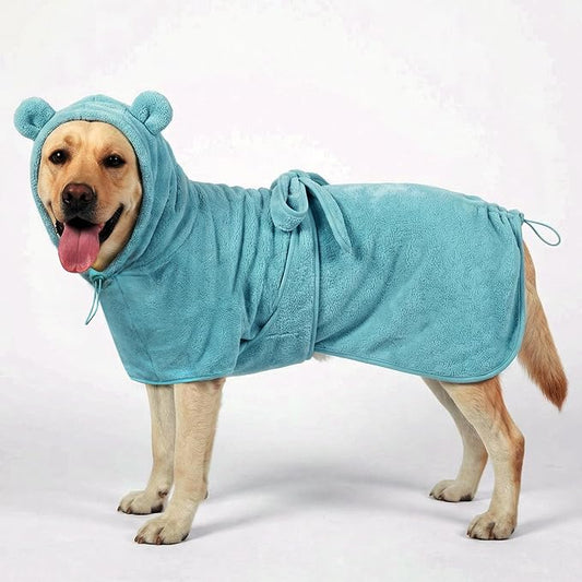 Medium to Large Size Dog Bathrobe, Quick Drying Super Absorbent, Warm Dog Towels, Adjustable Hoodies and Belts for Dog Bath Products (Blue,XL) by KOOGAL