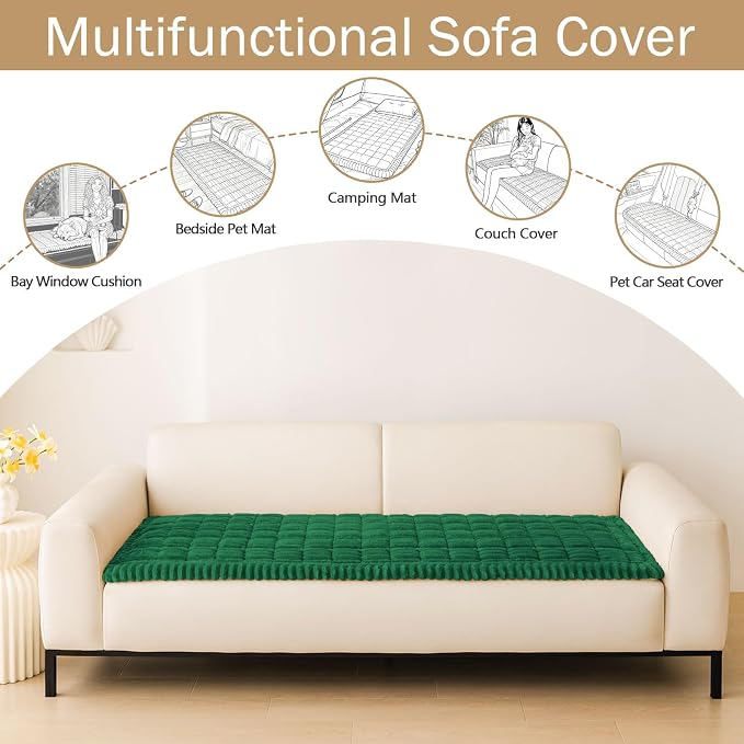 hyha Couch Cover for Dogs, Washable Non Slip Plush Flannel Sofa Protector | Thick Flannel, Silicone Anti-Slip Backing, Pet Hair & Scratch Protection, Fits Sofa & Loveseat (27.6" x 82.7") - Image 3