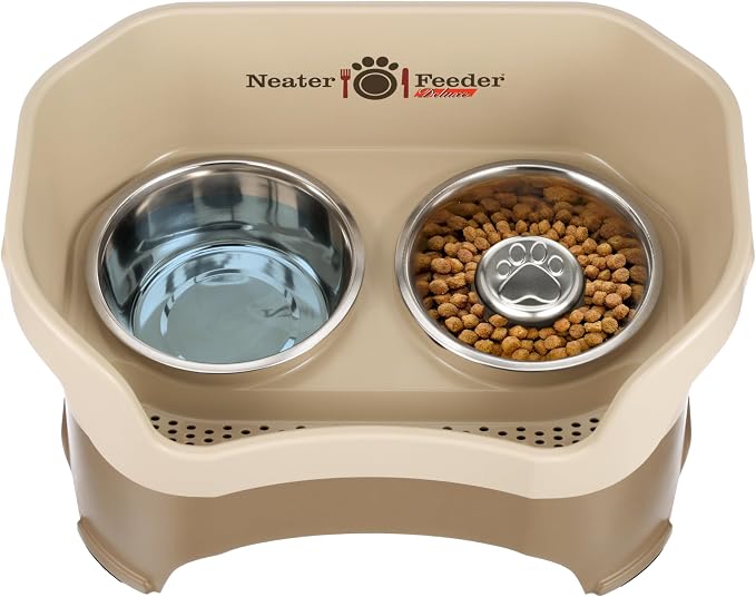 Neater Feeder Deluxe Mess Proof Dog Bowls Elevated for Large Breeds – Made in USA – No Spill Raised Slow Feeder Elevated Dog Bowl Stand, Stainless Steel Food and Water Bowl Set, Cappuccino - Image 8