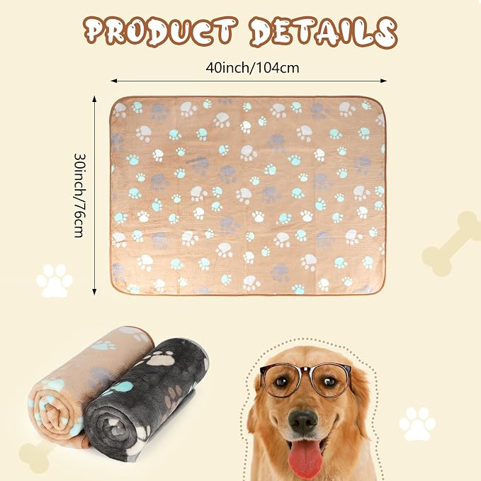 YUEPET 2 Pack Waterproof Dog Blanket, Puppy Blanket for Medium Dogs & Cats | Bed Couch Sofa Protector, Waterproof Inner Layer, Reversible Fleece, 40 x 30 in, Washable, Medium Dogs and Cats, Gray Coffee - Image 2