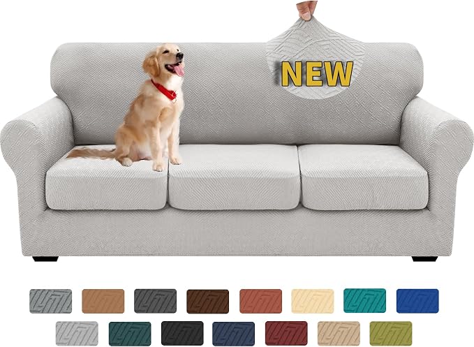 XINEAGE 2026 New 4 Pieces Couch Covers for 3 Cushion Couch Super Stretch Thick Soft Sofa Cover Anti Slip Sofa Slipcover Dogs Cats Furniture Protector (Silver Grey, 71"-91") by XINEAGE