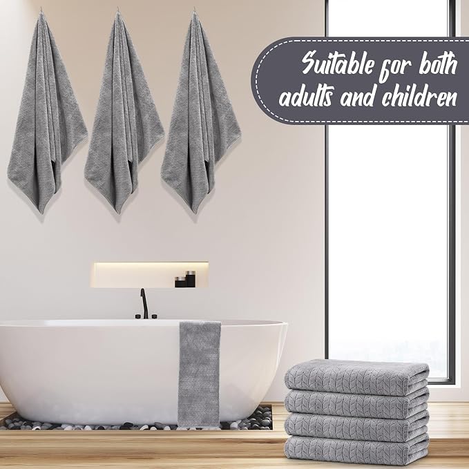 SmoothNovelty 16 Pack Microfiber Bath Towels Bulk 27'' x 60'' Oversized Size Bath Towel Highly Absorbent Extra Large Soft Drying for Beach Shower Summer Salon Sport Gym Party (Wheat,Light Grey) - Image 6