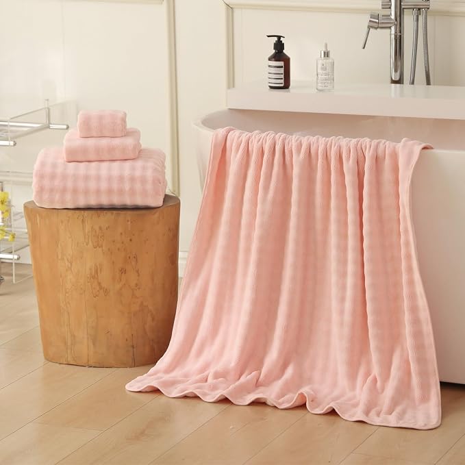 Bath Sheets Set 40x80 Inches Microfiber Extra Large BathTowels Super Soft Absorbent Quickly Dry Shower Towels for Bathroom (Pink,PK 1) - Image 2