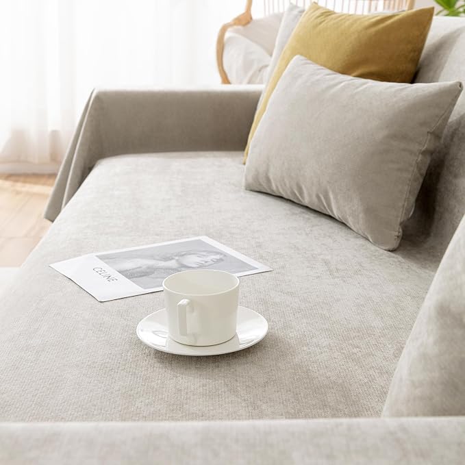 VClife Couch Covers Anti Scratch Sofa Covers for 2 Cushion Couch Sofa, Waterproof Pet Couch Cover for Dog Cat, Washable Couch Slipcover Modern Khaki Sofa Cover Throw Furniture Protector, 71"X102" - Image 8