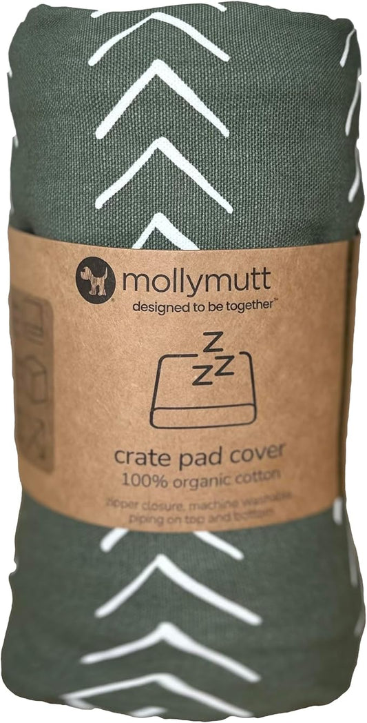 Molly Mutt Dog Crate Pad Cover, 100% Cotton Canvas Mat for Dog or Puppy Crate Bed, Durable, Washable, and Free of Harmful Chemicals, Pre-Shrunk, 42"x28"x2.5", Forever Young by MollyMutt
