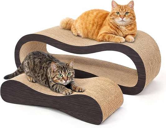 2 in 1 Cat Scratcher Cardboard Lounge Bed, Cat Scratching Post, Durable Board Pads Prevents Furniture Damage,Large,Brown by SimpleDeluxe
