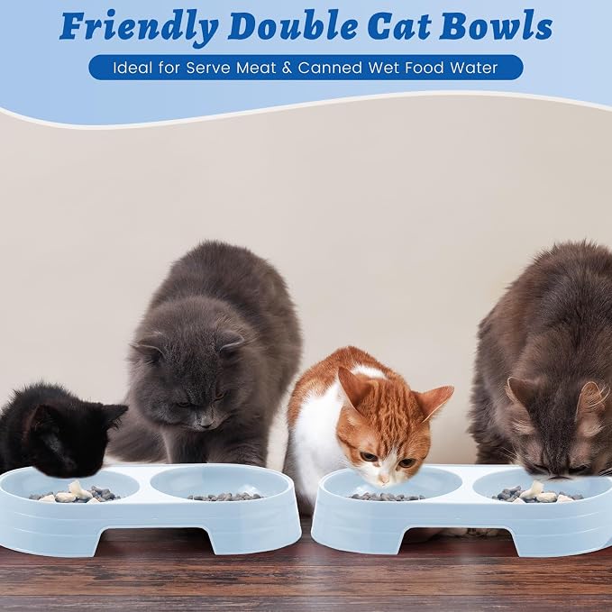 Sliner 7 Pcs Kitten Litter Box Starter Kit, 2 Plastic Small Kitty Litter Box Training Low Entry with Scoop, 2 Double Cat Bowl and Mat for Kitten Indoor(Gray) - Image 4