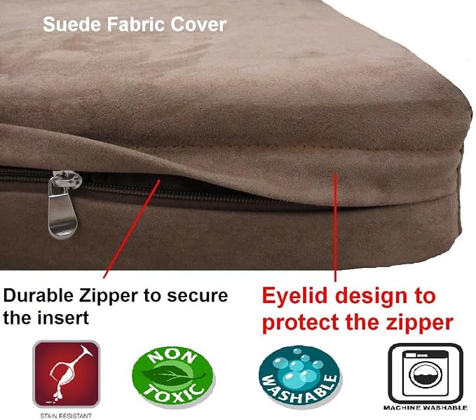 Dogbed4less Extra Large Orthopedic Dog Bed with Human Grade Gel Infused Memory Foam and Waterproof Liner, Durable Microsuede Brown Cover, 47X29X4 Inch Fit 48X30 XL Crate - Image 2