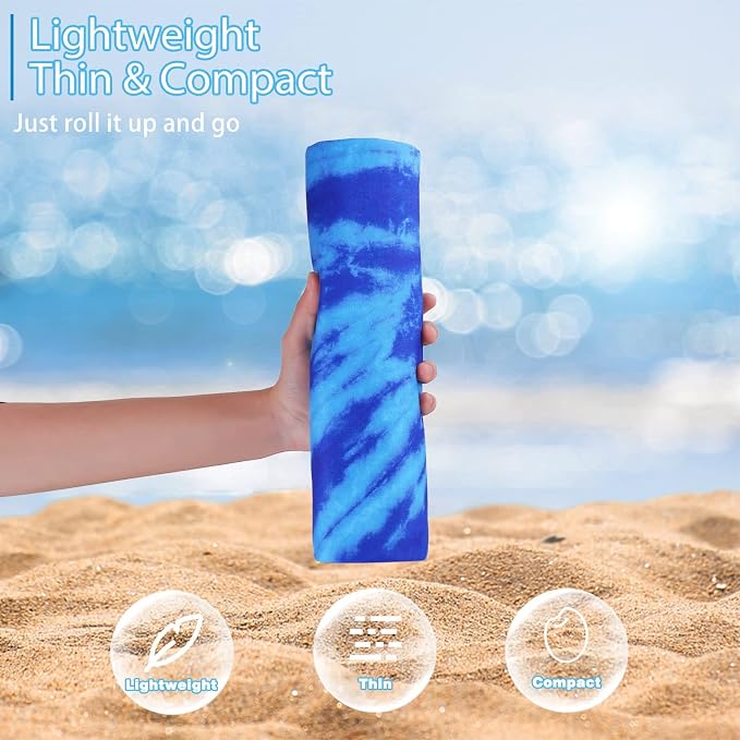 2 Pack Microfiber Thin Lightweight Beach Towel Oversized 71x32 Extra Large Sand Free Towels for Travel Swim Pool Yoga Gym Camping for Adults Women Men Beach Essentials Accessories Vacation Gift - Image 2
