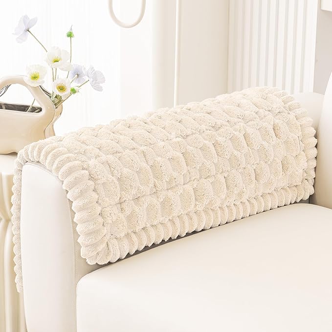 Smiry Non Slip Couch Covers for Dogs, Scratch Resistant Pet Sofa Protector | Machine Washable Soft Fuzzy Thick Furniture Cover for Sofa Loveseat Sectional Large Dogs, Cream, 20" x 24", 2 Pieces by Smiry