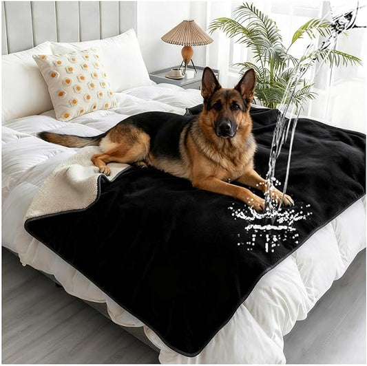 Waterproof Pet Blanket for Bed, Reversible Soft Flannel Love Blanket, Bed Blanket for Couples Washable, Spill-Proof Dog Throw Blanket for Couch, Sofa Protect, Camping,Black,50"x60" by Unknown